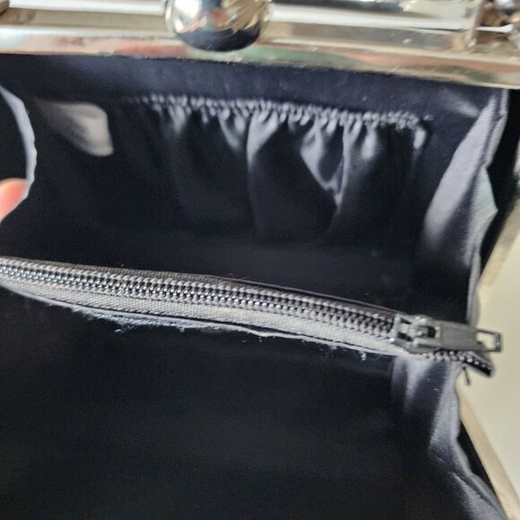 Y2K black satin floral mini bag - Picture 8 of 12